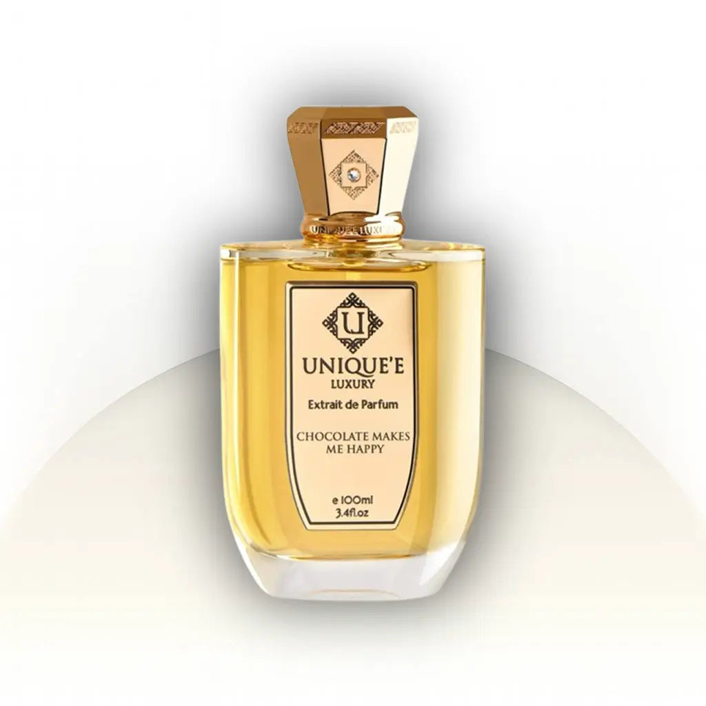 בושם יוקרתי Chocolate Makes Me Happy Unique’e Luxury יוניסקס 100 מ״ל Extrait de Parfum | דיקנט 10 מ״ל | ניחוח שוקולד, קקאו, קרמל ותבלינים