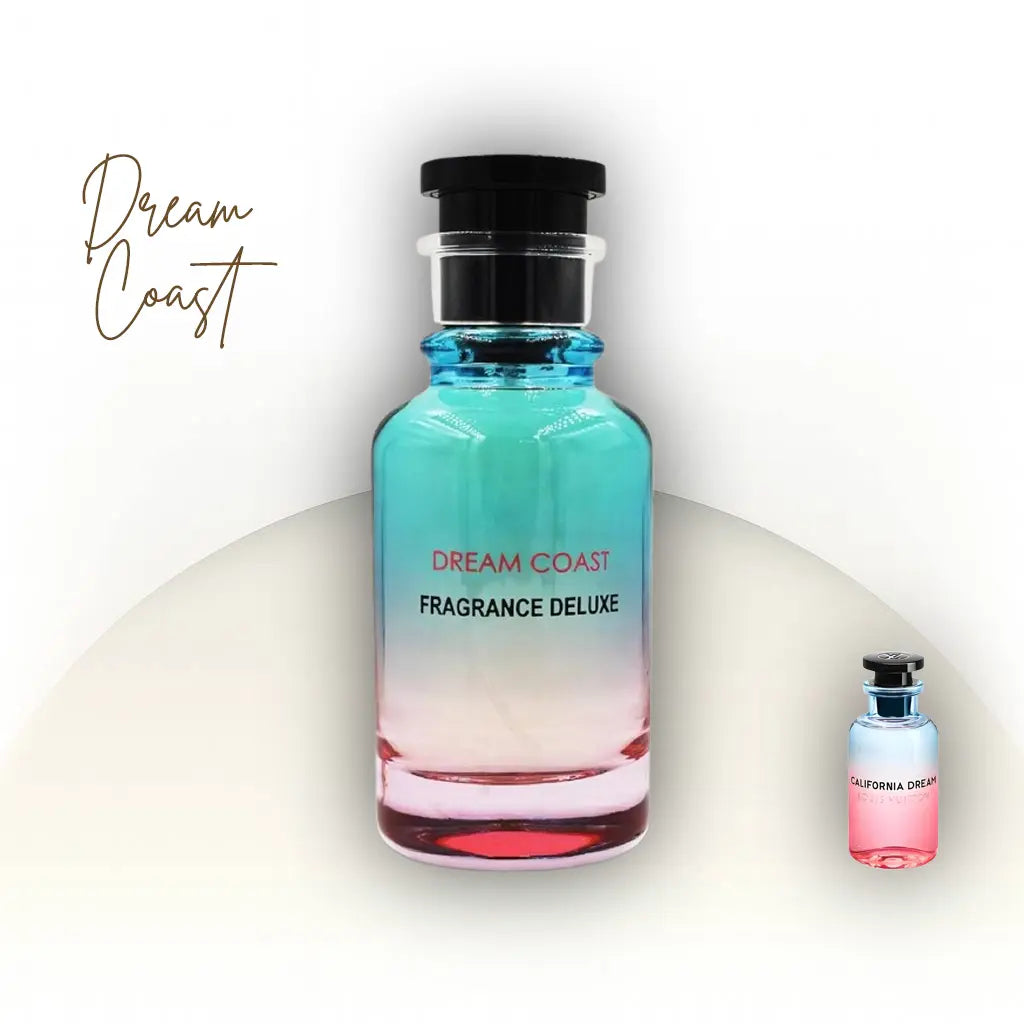 בושם יוקרתי Dream Coast Fragrance Deluxe יוניסקס 100 מ״ל EDP | בהשראת California Dream Louis Vuitton | ניחוח הדרי־מוסק עם מנדרין, אגס ובנזואין