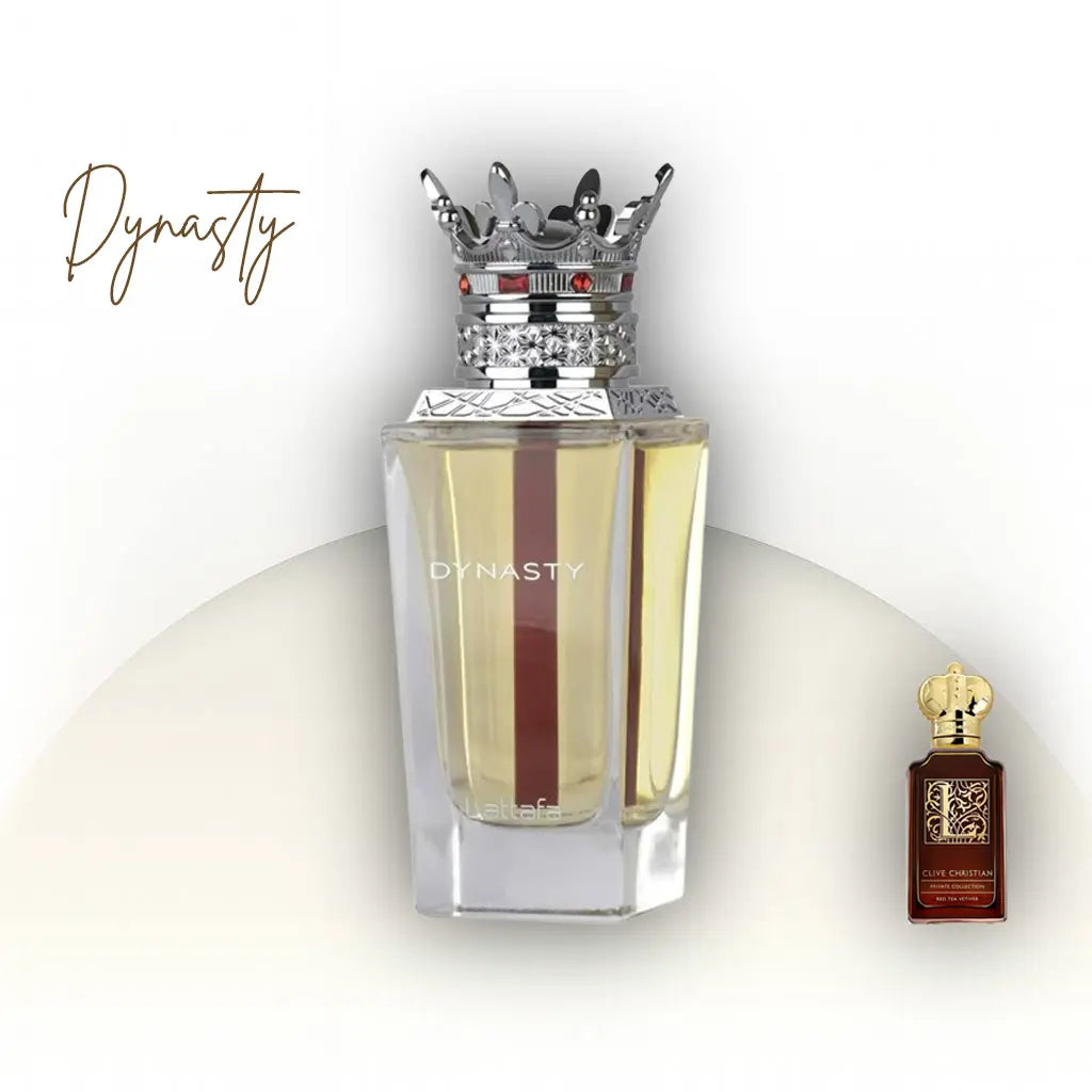 Dynasty Lattafa Perfumes בושם יוניסקס 100 מ״ל EDP | ניחוח בהשראת Clive Christian L Red Tea Vetiver | ברגמוט, פטל, רויבוש, זמש, אמברווד וקשמיראן