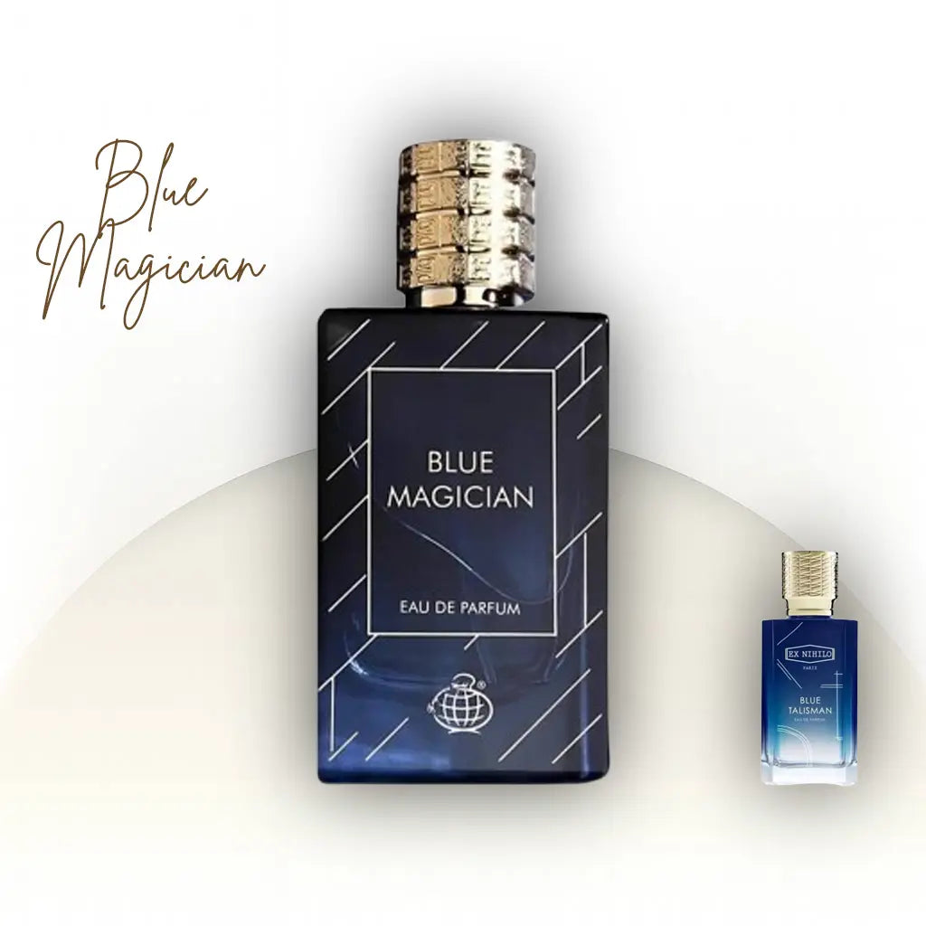 Blue Magician Fragrance World בושם יוניסקס 100 מ״ל EDP | בהשראת Blue Talisman Ex Nihilo | ניחוח הדרי־פרחוני עם אגס, ברגמוט, ג’ינג’ר, מוסק וארז