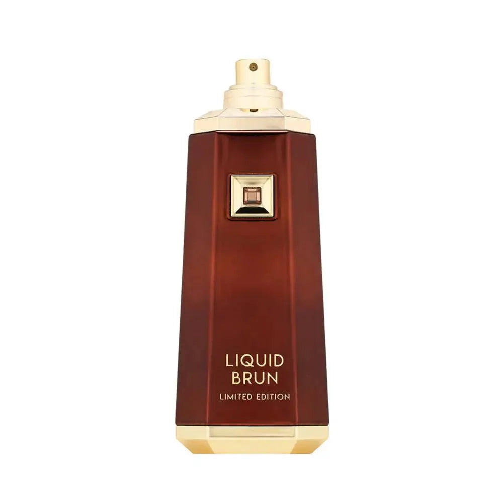 תקריב תווית הבקבוק Liquid Brun Limited Edition French Avenue – מראה יוקרתי ומדויק