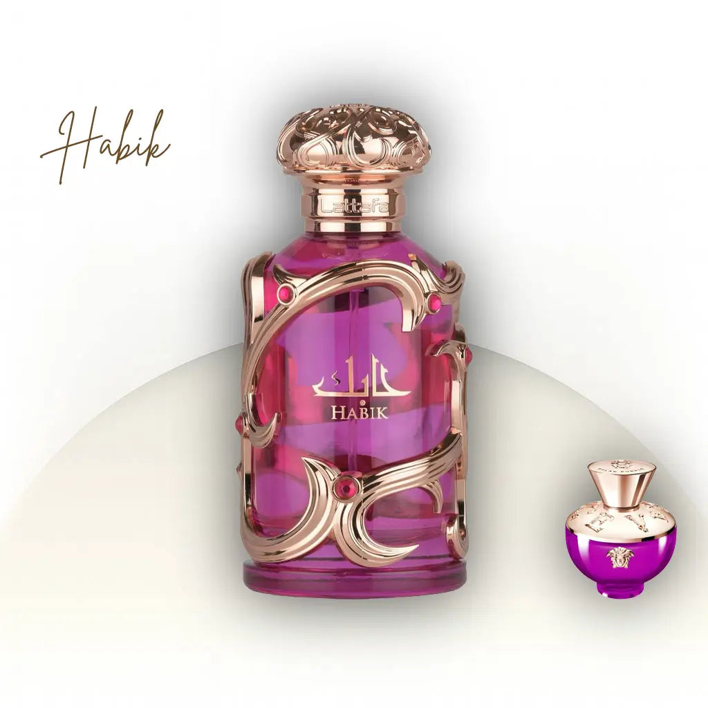Habik For Women Lattafa Perfumes בושם לאישה 100 מ״ל EDP | בהשראת Versace Dylan Purple | ברגמוט, אגס, לילי, יסמין, פרזיה, ענבר ומוסק