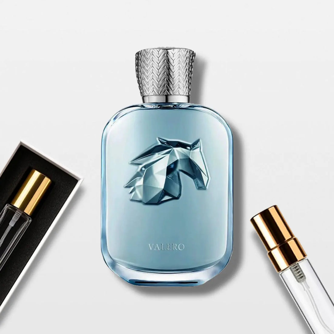 בושם Valero (וולרו) מבית Parfums de Marly יוניסקס 100 מ"ל, מבט חזיתי על בקבוק האקסטרייט דה פרפיום היוקרתי והמרשים.