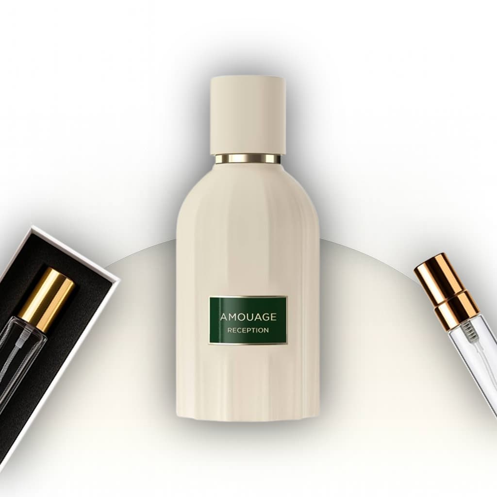 Reception Amouage – בושם נישה יוקרתי יוניסקס בניחוח ענבר ארומטי זמין כדיקנטים 5 מ״ל ו־10 מ״ל להתנסות ריח יוקרתי ומיוחד