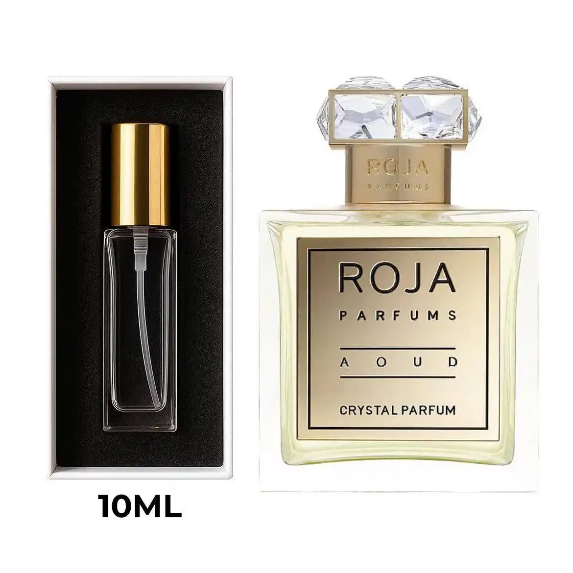 Roja Aoud Crystal Parfum בושם יוניסקס 100 מ״ל | זמין כדיקנט 5 מ״ל ו־10 מ״ל | ניחוח אוד יוקרתי עם תבלינים, פרחים, עצים ווניל