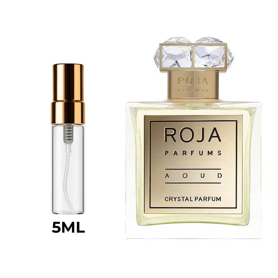 Roja Aoud Crystal Parfum בושם יוניסקס 100 מ״ל | זמין כדיקנט 5 מ״ל ו־10 מ״ל | ניחוח אוד יוקרתי עם תבלינים, פרחים, עצים ווניל