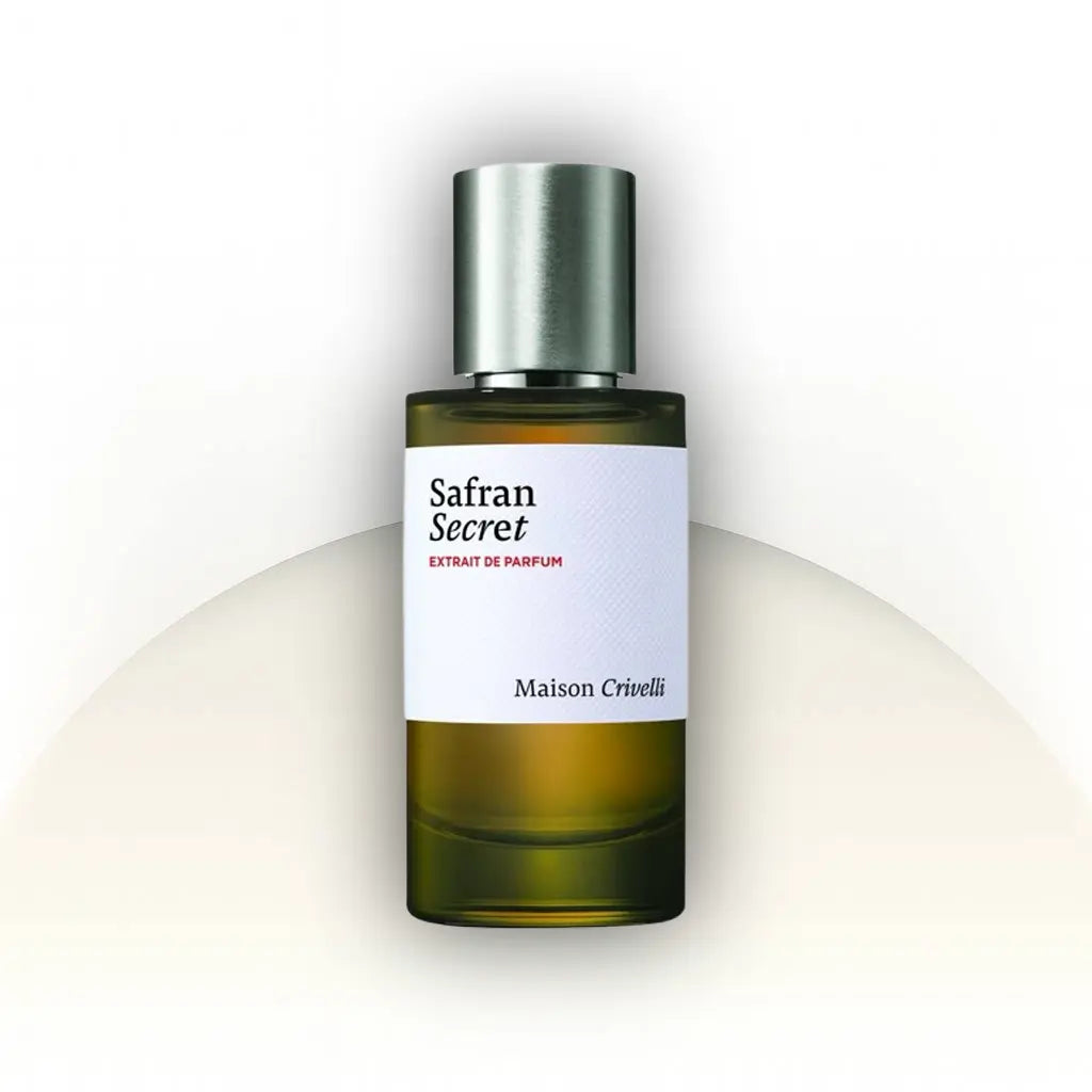 בושם Safran Secret Maison Crivelli יוניסקס 50 מ״ל Extrait de Parfum | דיקנט 10 מ״ל ו- 5 מ״ל | ניחוח מתובל-עצי עם זעפרן ותווים עציים בהירים