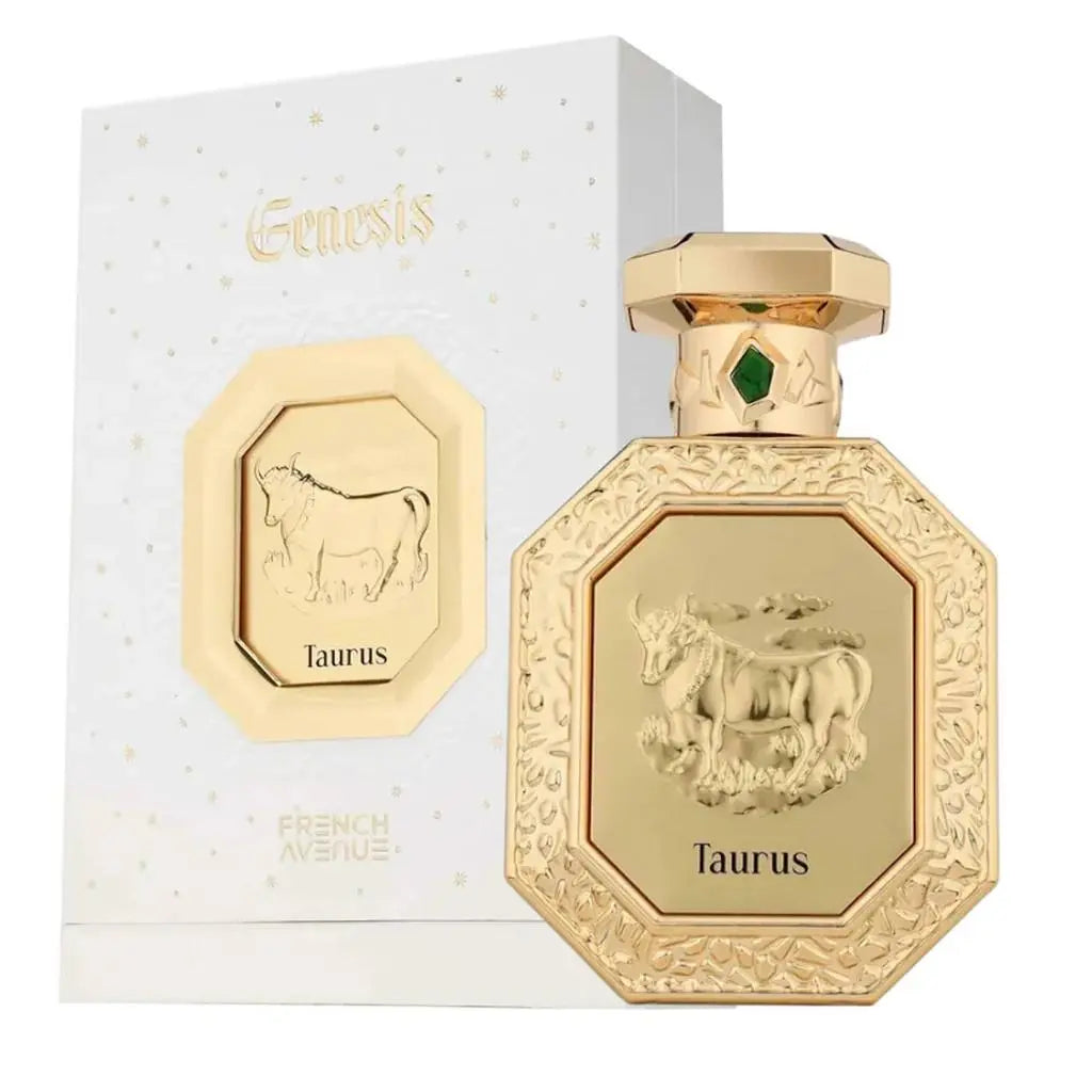 בושם Taurus French Avenue (פרנץ' אבניו) יוניסקס 90 מ"ל, מבט חזיתי על הבקבוק המעוצב המבטיח ניחוח מרענן וייחודי.
